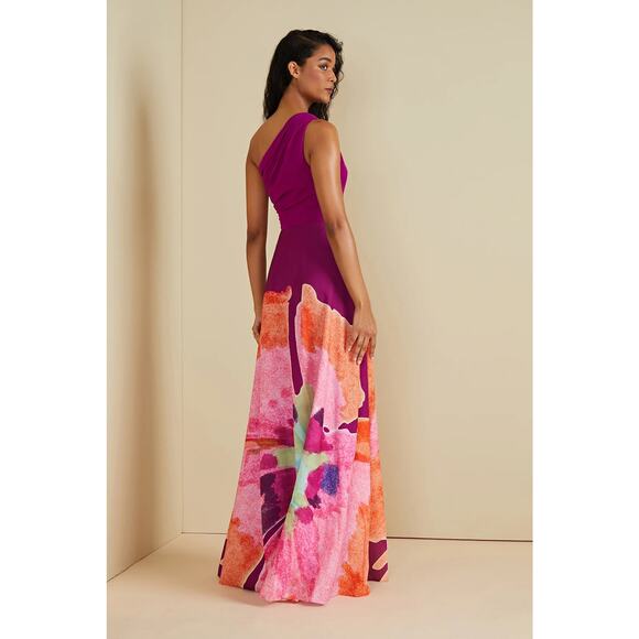 Amur Atlas Painterly Gown Maxi Dress One Shoulder Fairy Floral Statement Sz 10 - Picture 3 of 10